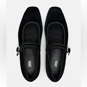 Zara black velvet ballet flats 5